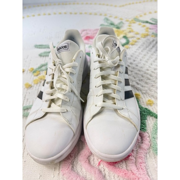 Adidas Grand Court Base White Black  10 Sneakers Mens Shoes Comfort Casual - Picture 2 of 8